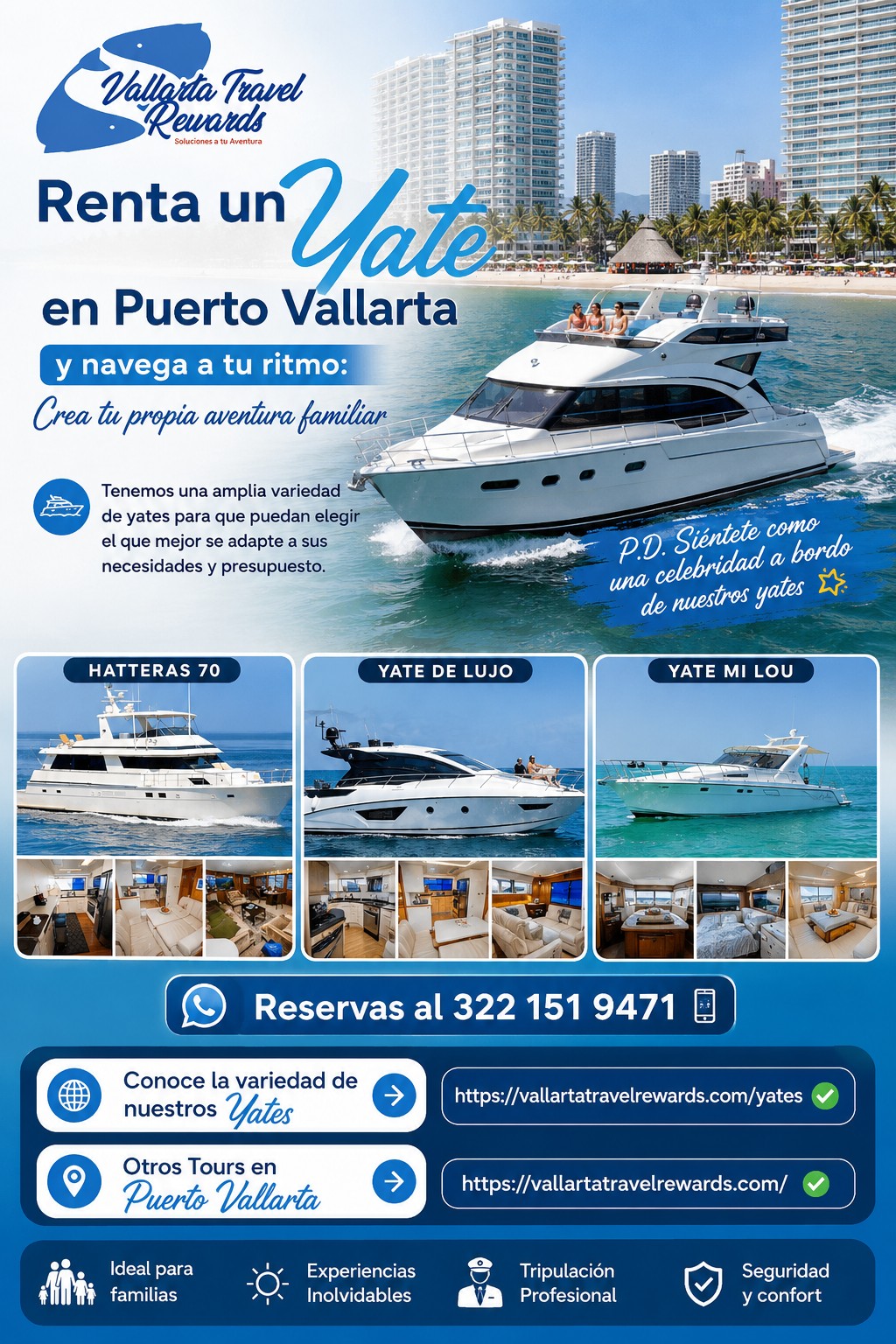 Vallarta Travel Rewards Facebook ad: Renta un yate en Puerto Vallarta y navega…