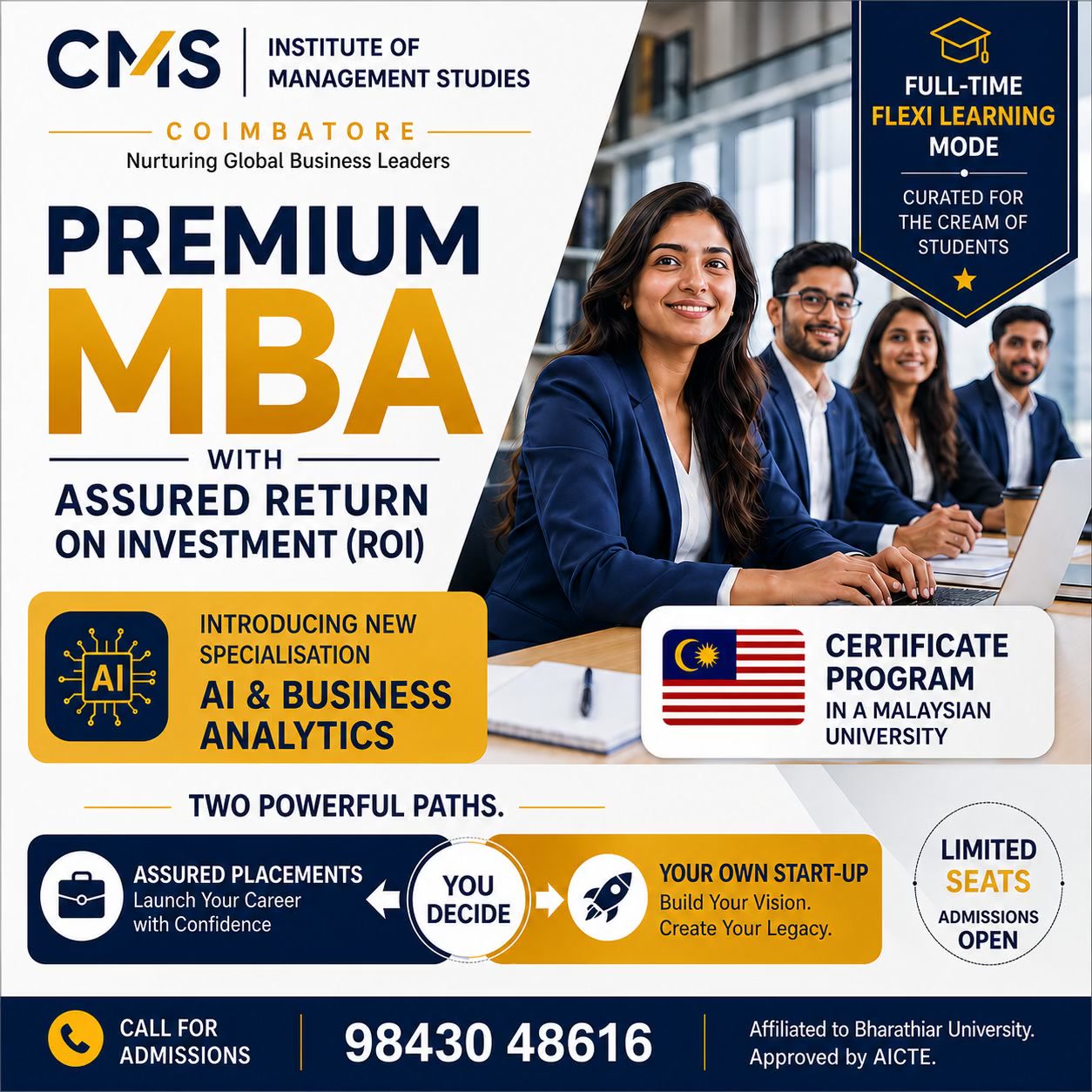 CMS college of science and commerce Facebook ad: Thinking of what to do after graduation?
