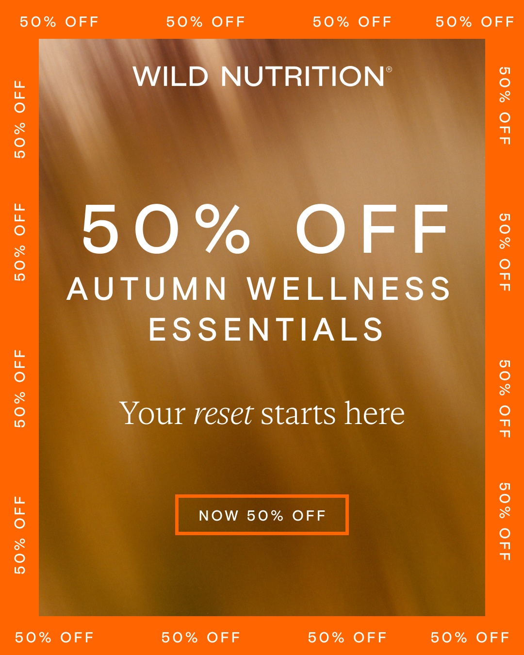 Wild Nutrition Facebook ad: 50% off your first three months