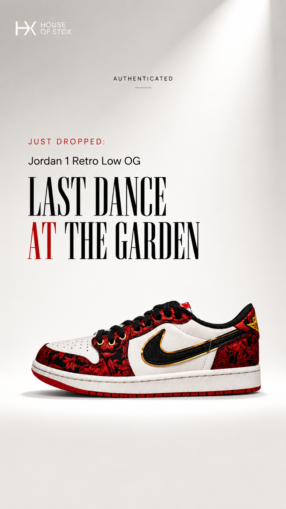 HouseofStox Facebook ad: Jordan 1 Retro Low OG