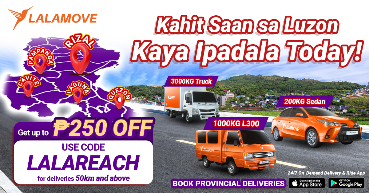 Lalamove Facebook ad: ₱250 OFF on Deliveries Across Luzon