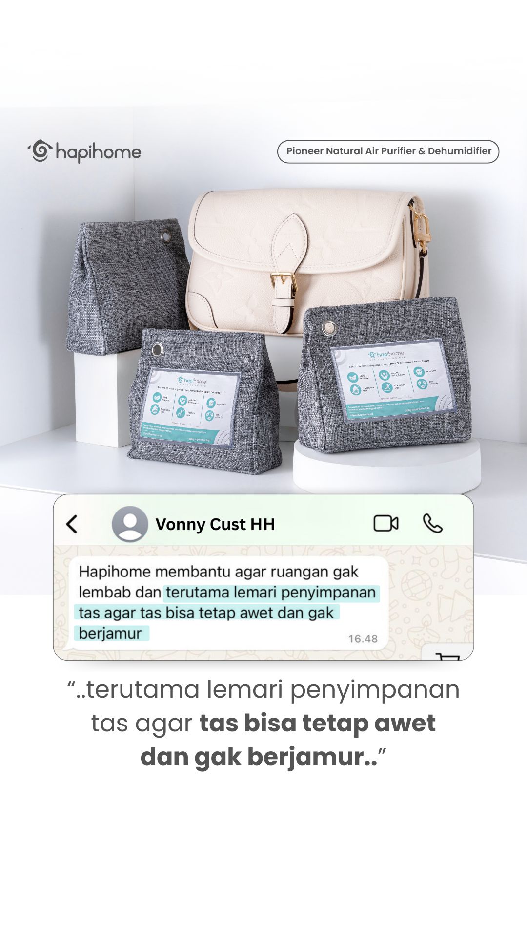 Hapihome.indonesia Facebook ad: Natural Air Purifier & Dehumidfier