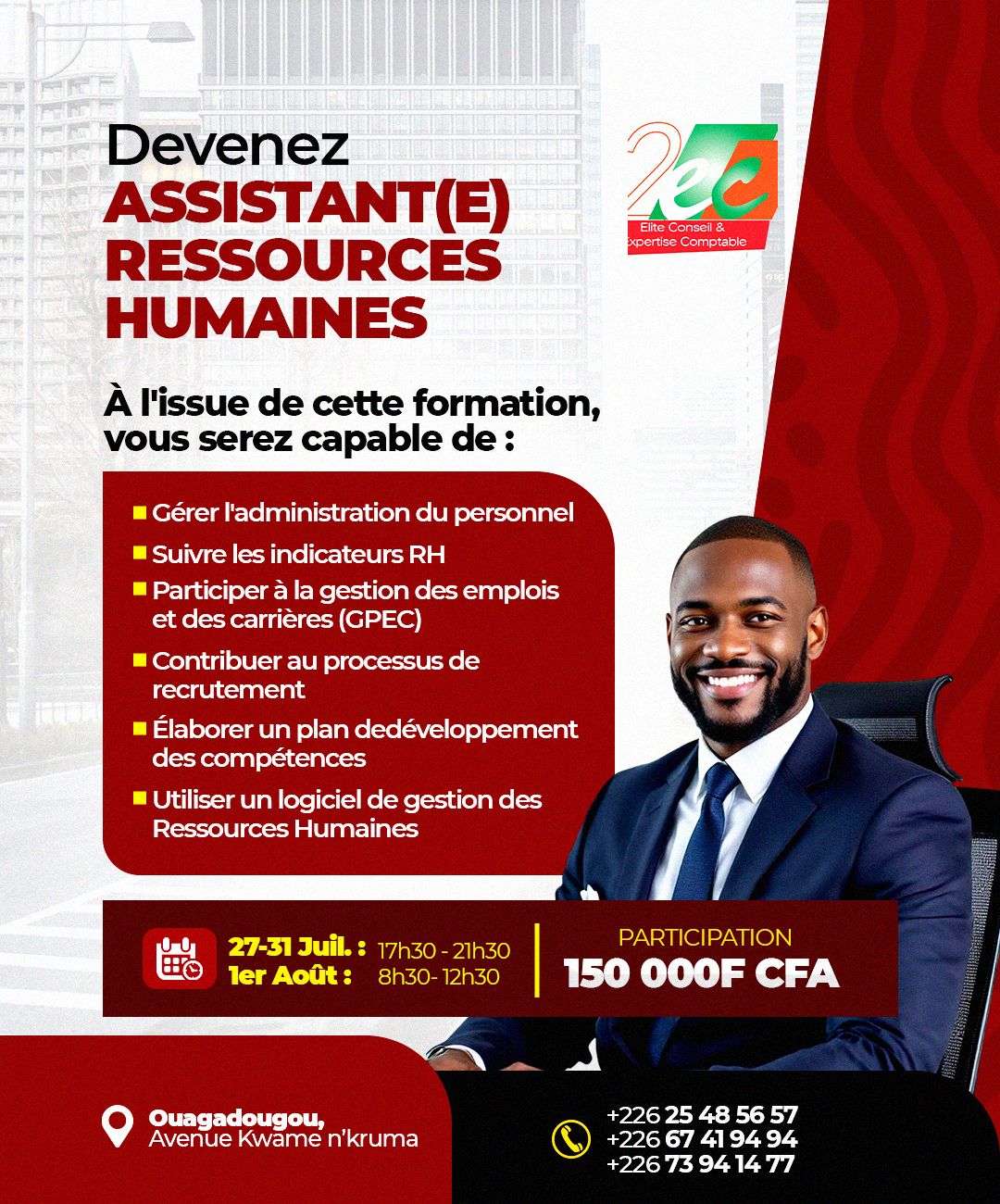 Élite Conseil & Expertise Comptable 2EC Facebook ad: Les compétences en Ressources Humaines sont aujourd'hui…