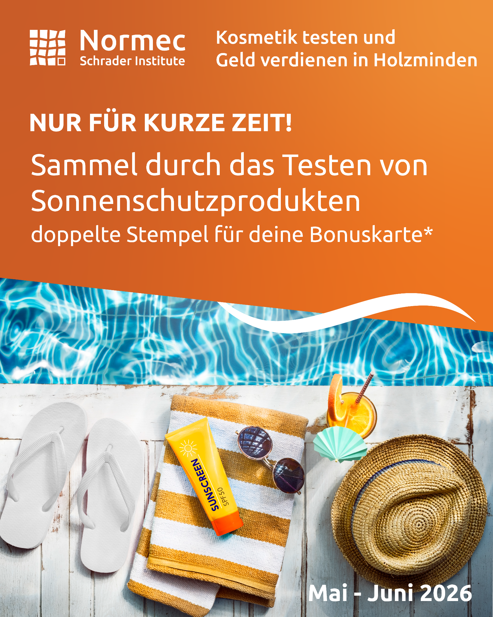 Institute Dr. Schrader Facebook ad: Die Poolsaison ist eröffnet!