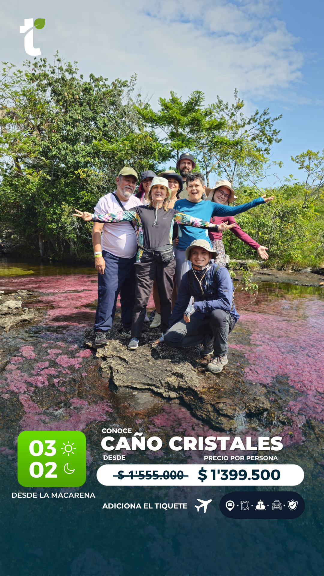travelgreen.com.co Facebook ad: ¡Vive la magia de Caño Cristales!