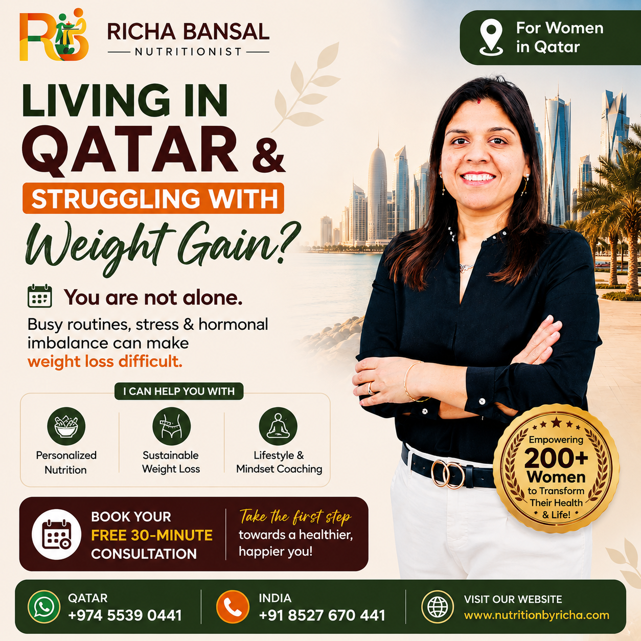 Richa Bansal Nutrition Facebook ad: Book Your FREE 30-Min Consultation