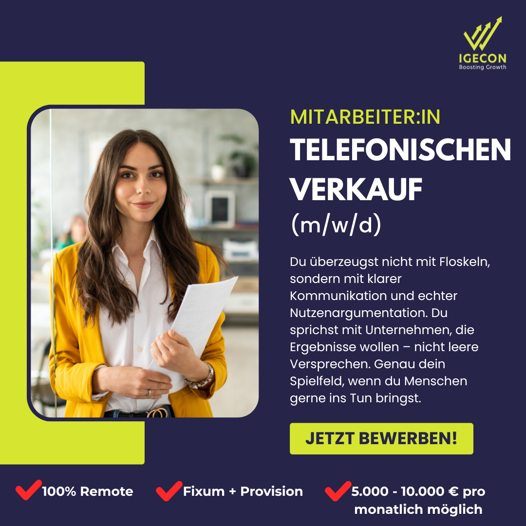 IGE Consulting Facebook ad: Fixum + Provision | 100 % Remote | echtes Wachstumspotenzial