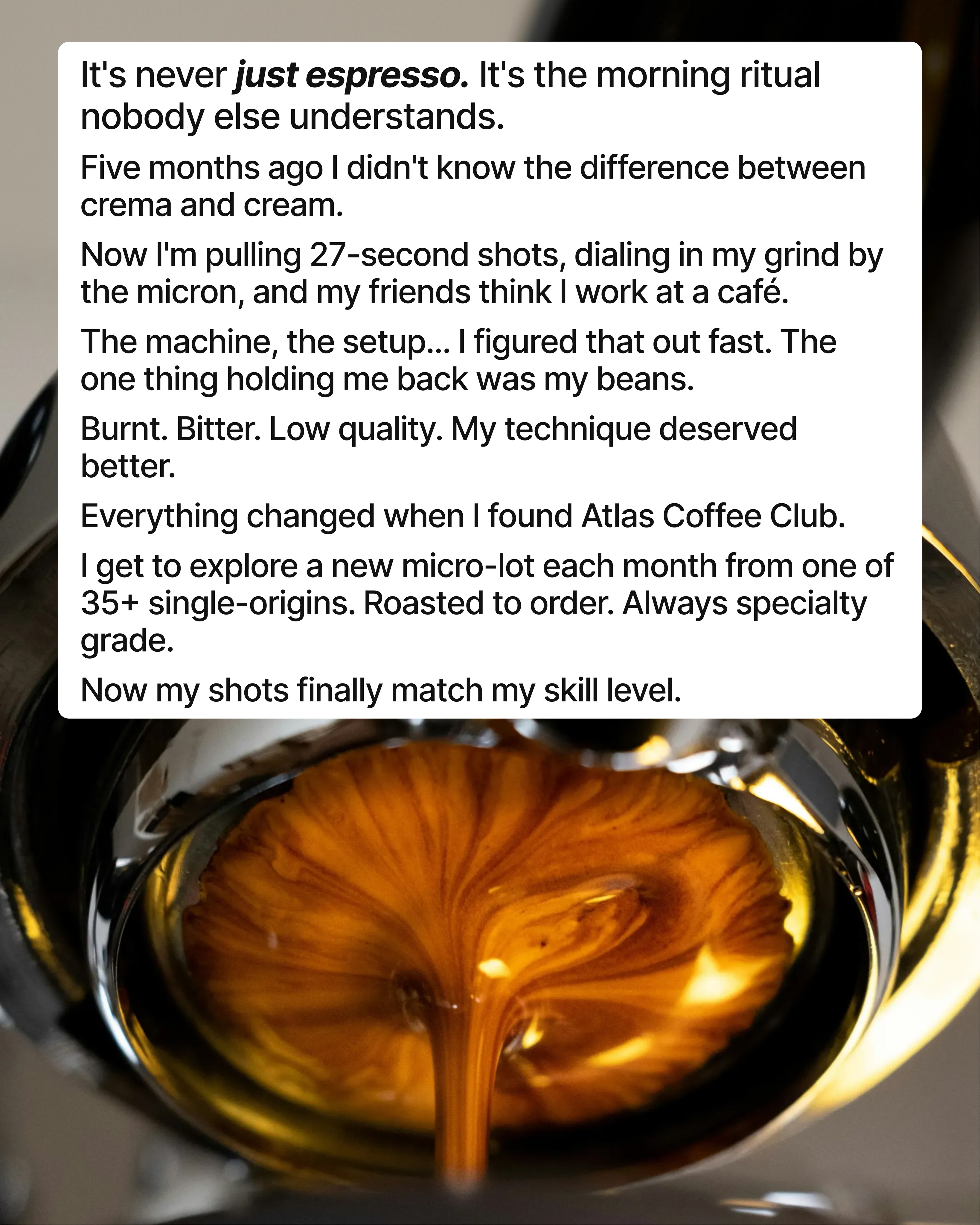 Atlas Coffee Club Facebook ad: Why I'm giving up Big Espresso in 2026