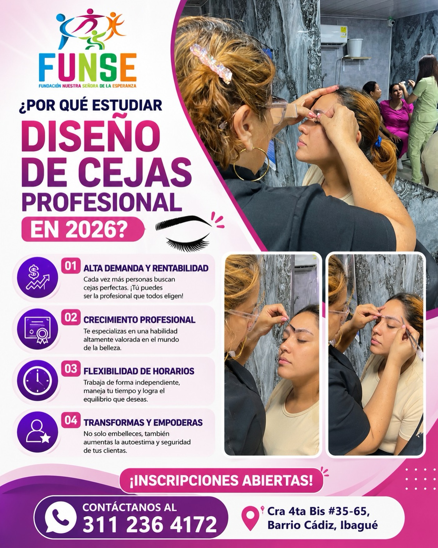 FUNSE - Fund. Nuestra Sra de la Esperanza Facebook ad: ¡Conviértete en una experta en diseño de cejas…