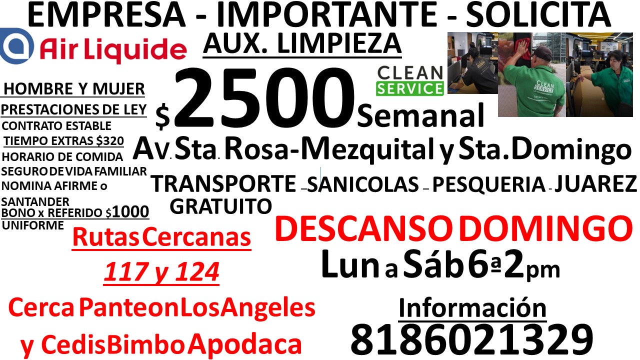 RRHH Facebook ad: Limpieza H y M $2500 LUNES a SÁBADO…