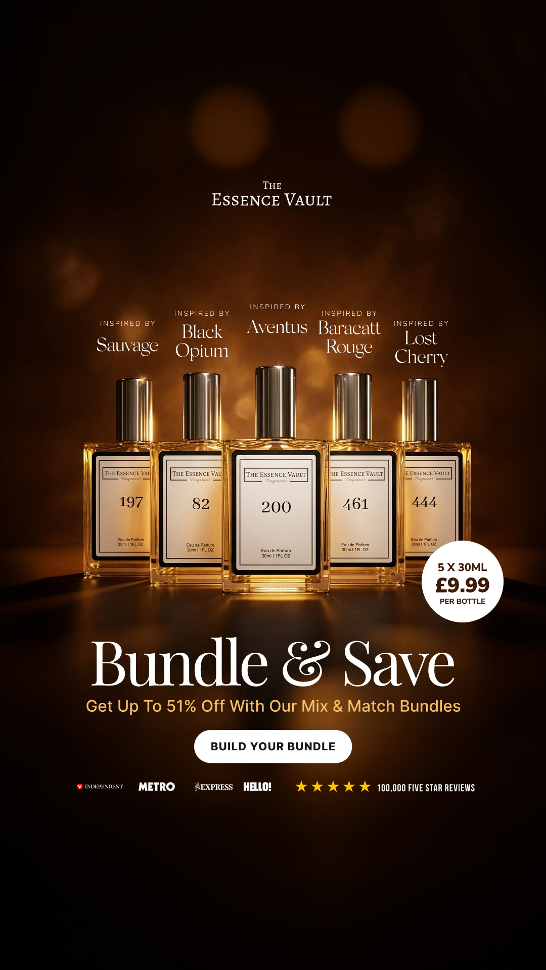 The Essence Vault Facebook ad: Designer Inspired Fragrances For Less