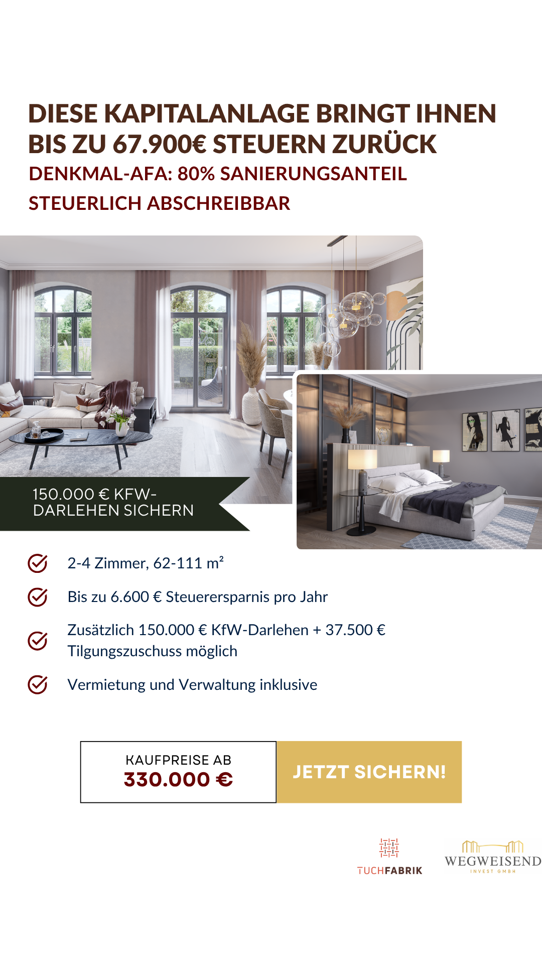 Wohnquartier Tuchfabrik Facebook ad: Sichere Investition in bester Lage von Burg