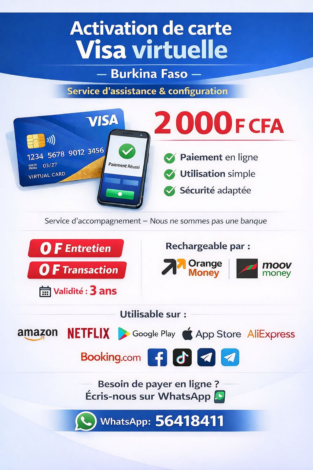Som - Ecom Digital HUB Facebook ad: PROMO SPÉCIALE: CARTE VISA VIRTUELLE & MASTERCARD