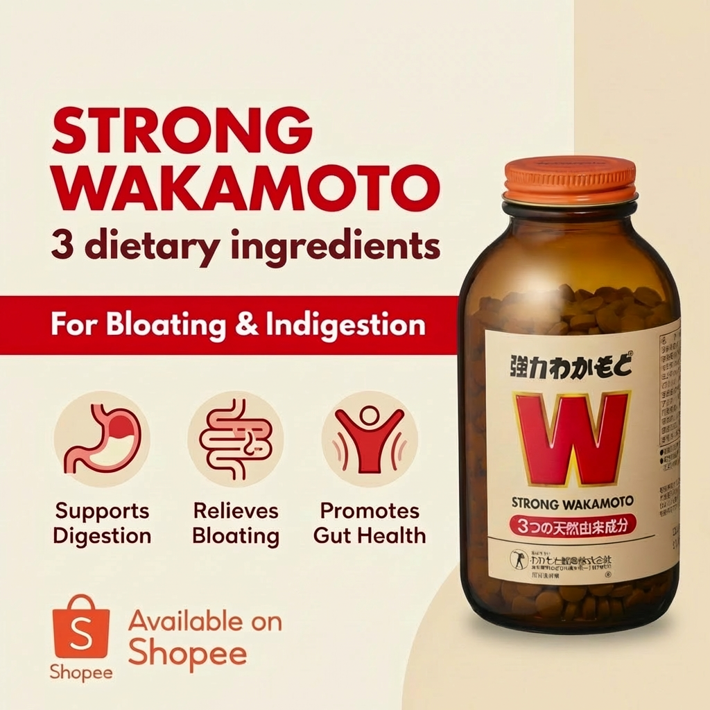 STRONG WAKAMOTO SG Facebook ad: 3-in-1 Support for Digestion, Gut & Nutrition