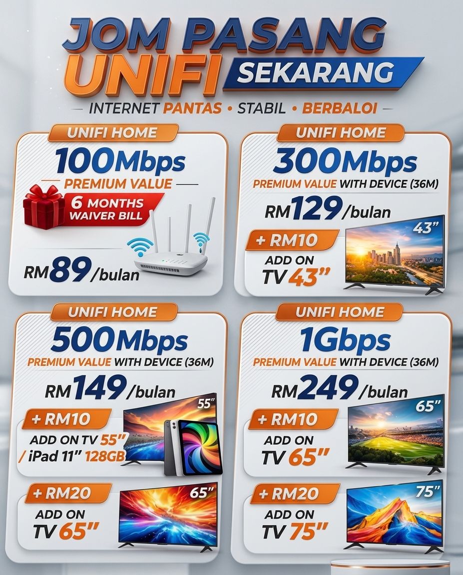 UNIFI Home & Mobile Facebook ad: PROMO INTERNET UNIFI RUMAH TERBAIK!