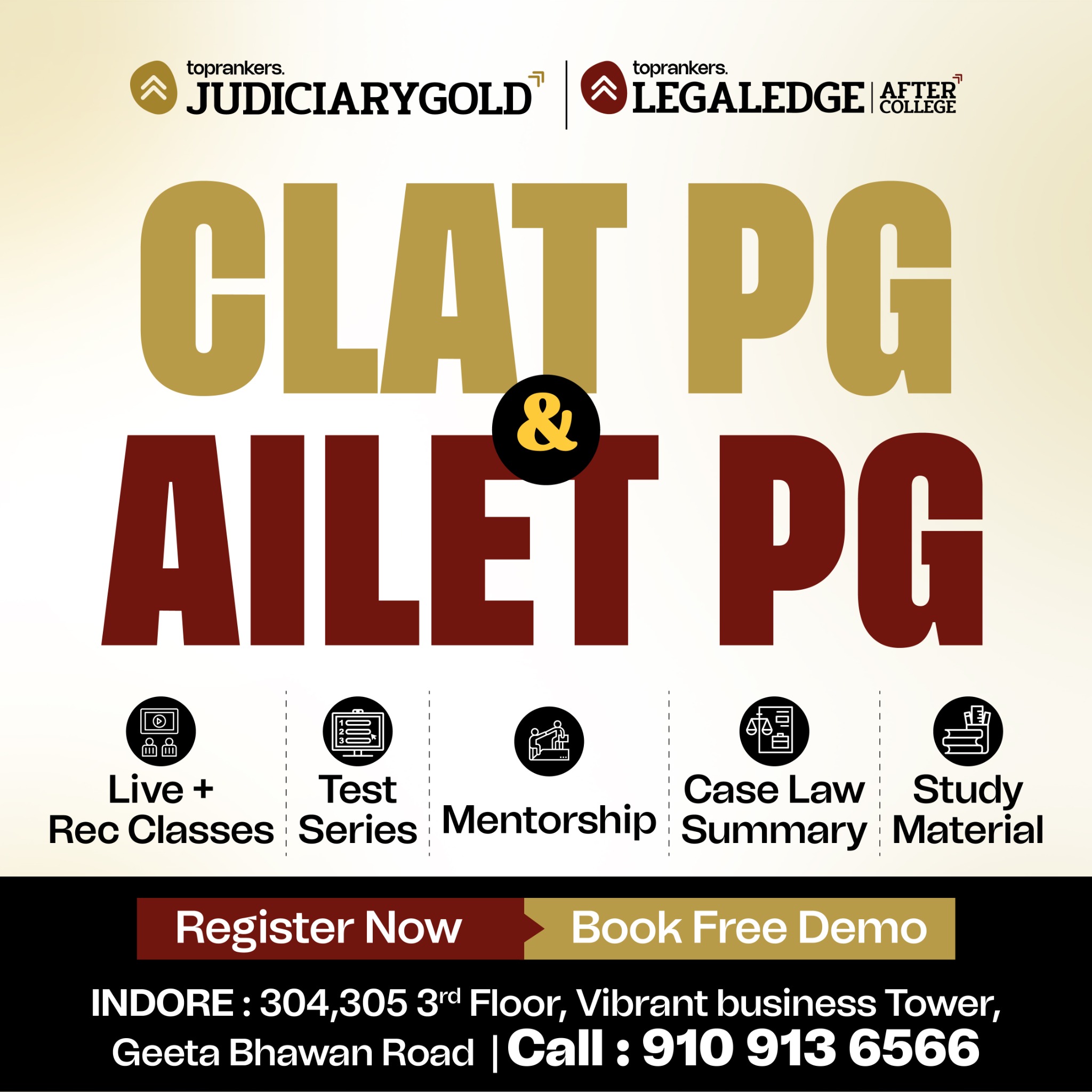 Judiciary Gold Indore Facebook ad: Looking for the best CLAT PG coaching in…
