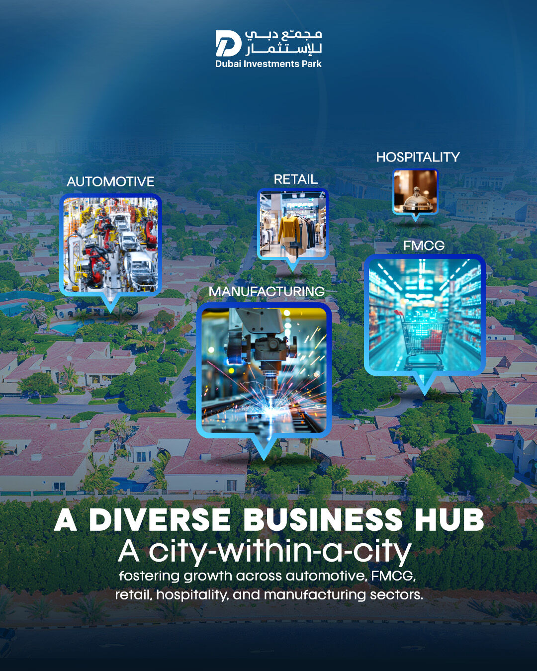Dubai Investments Park Facebook ad: Dubai Investments Park is a city‑within‑a‑city, fostering…