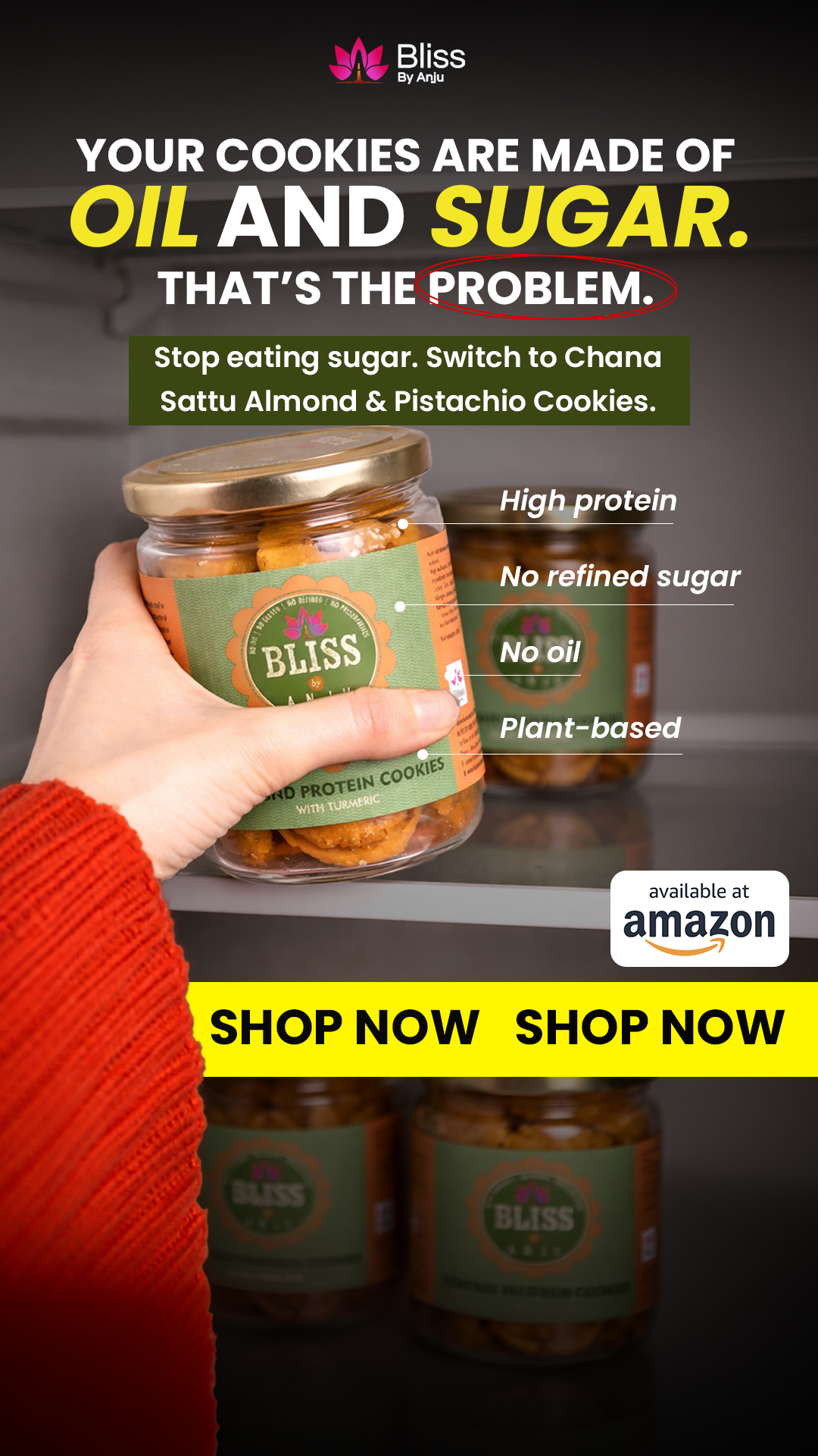 Bliss By Anju Facebook ad: Protein Cookies