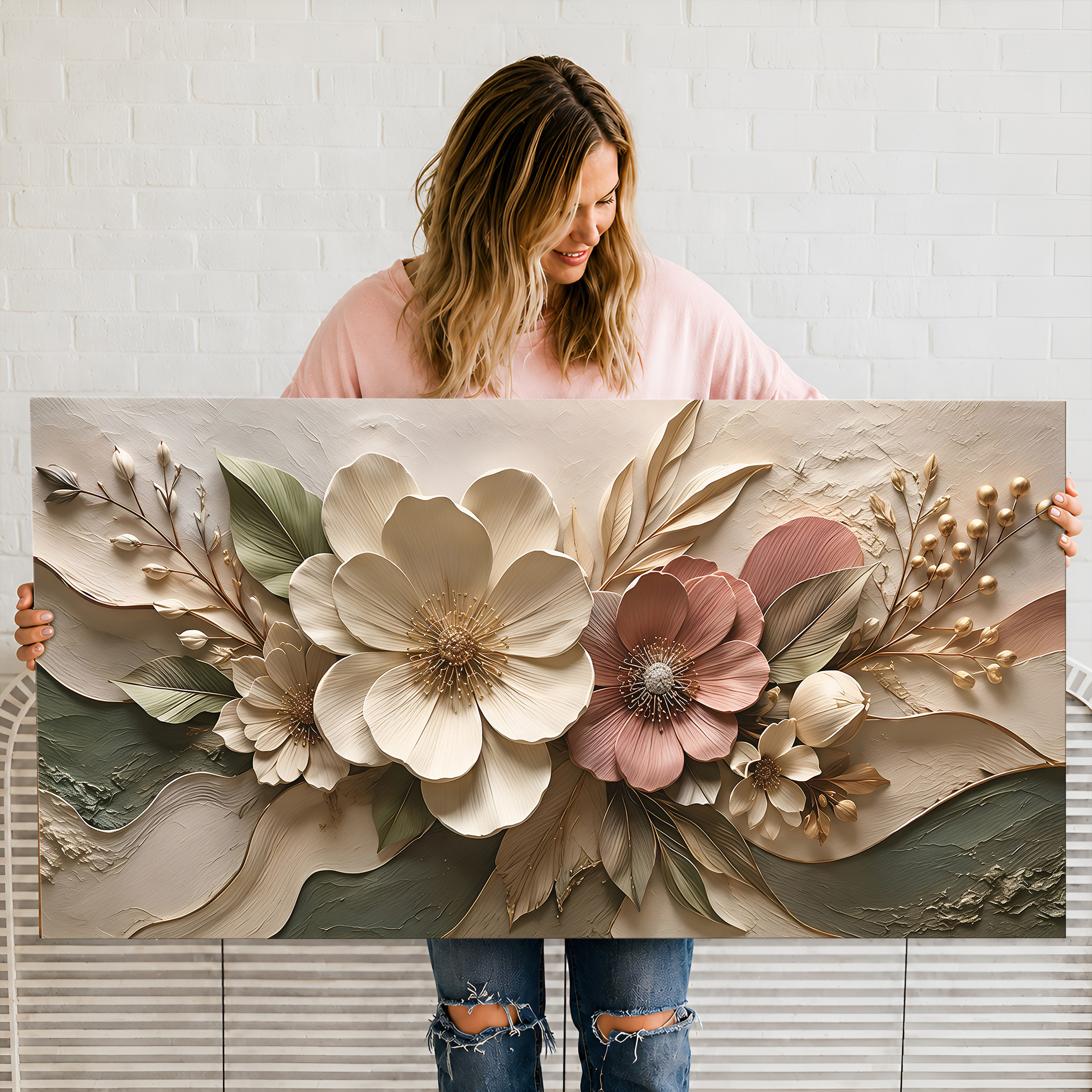 Tailored Canvases - Personalized Art Facebook ad: Elegant Floral Bloom II | Made in the USA | Ships Fast