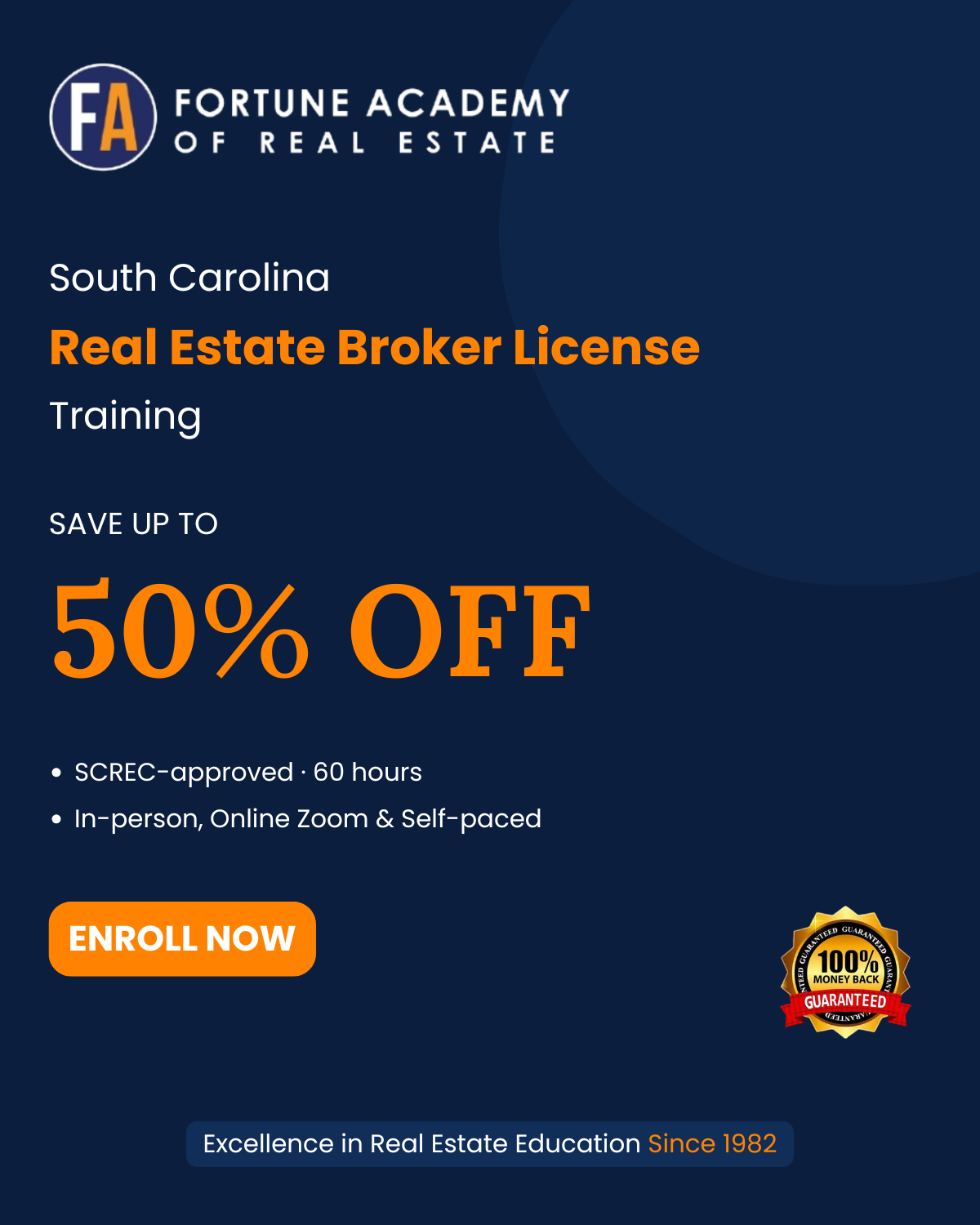 Fortune Academy of Real Estate Facebook ad from Aug 11, 2026