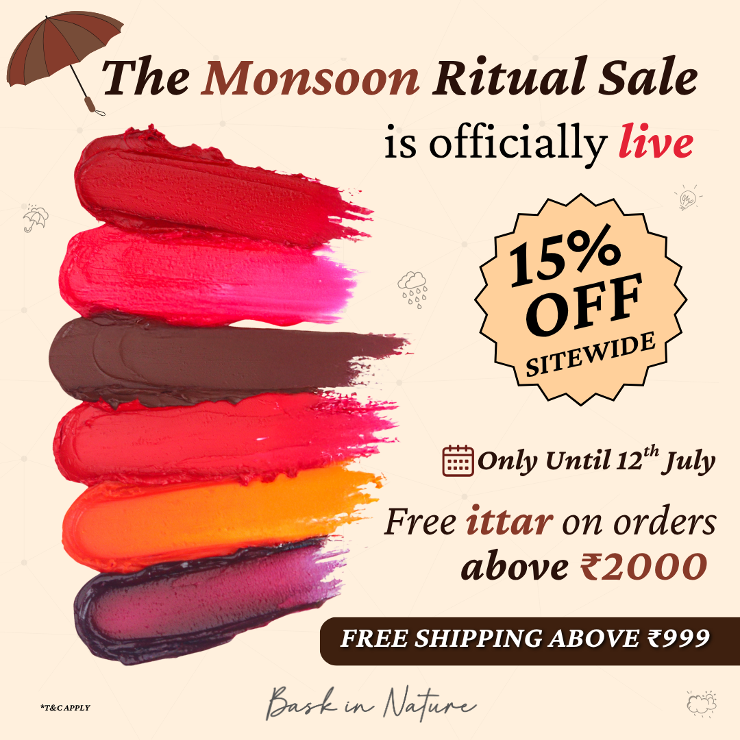 Bask in Nature Facebook ad: Monsoon Ritual Sale | 15% OFF + Free Shipping