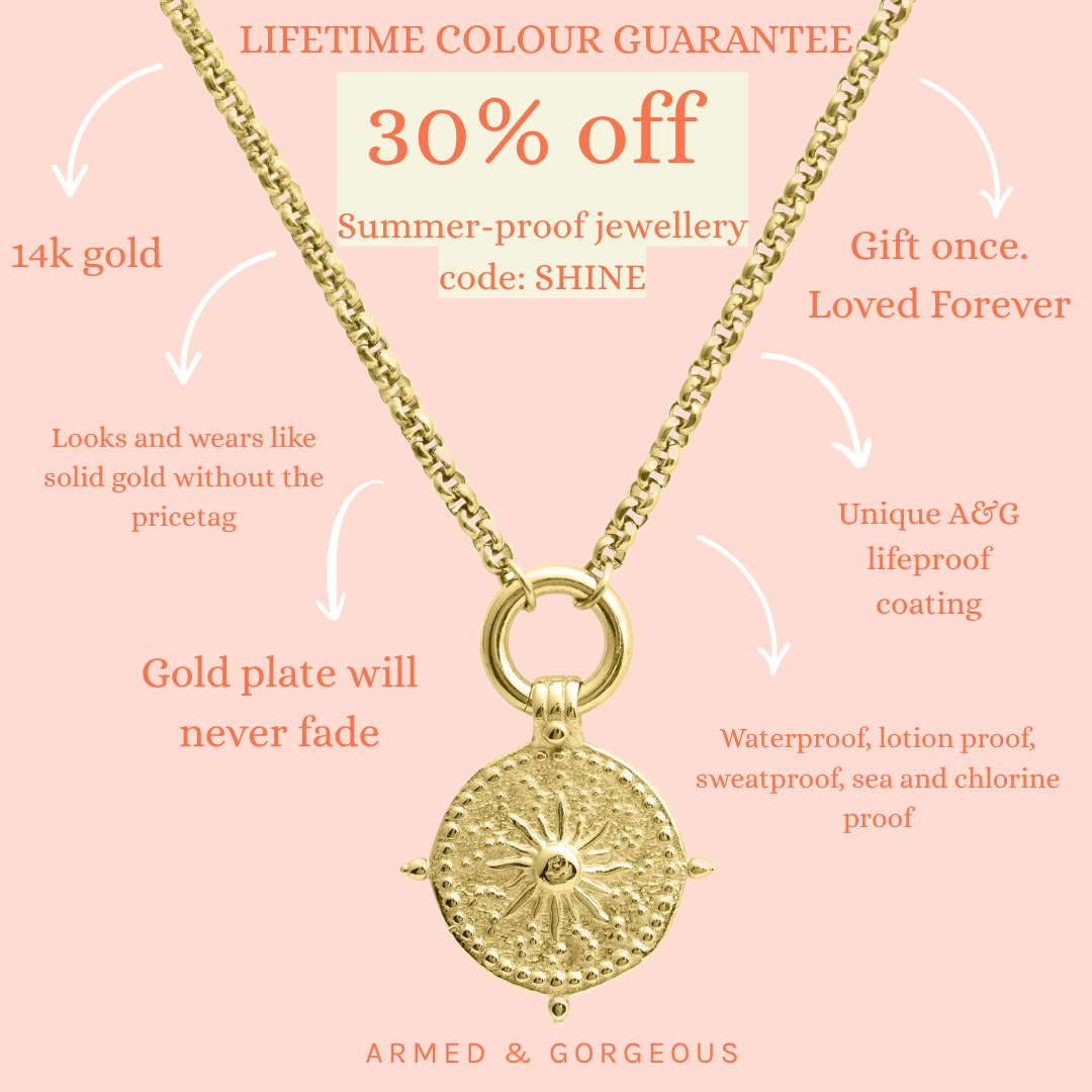 Armed and Gorgeous Facebook ad: 30% Off Waterproof Jewellery