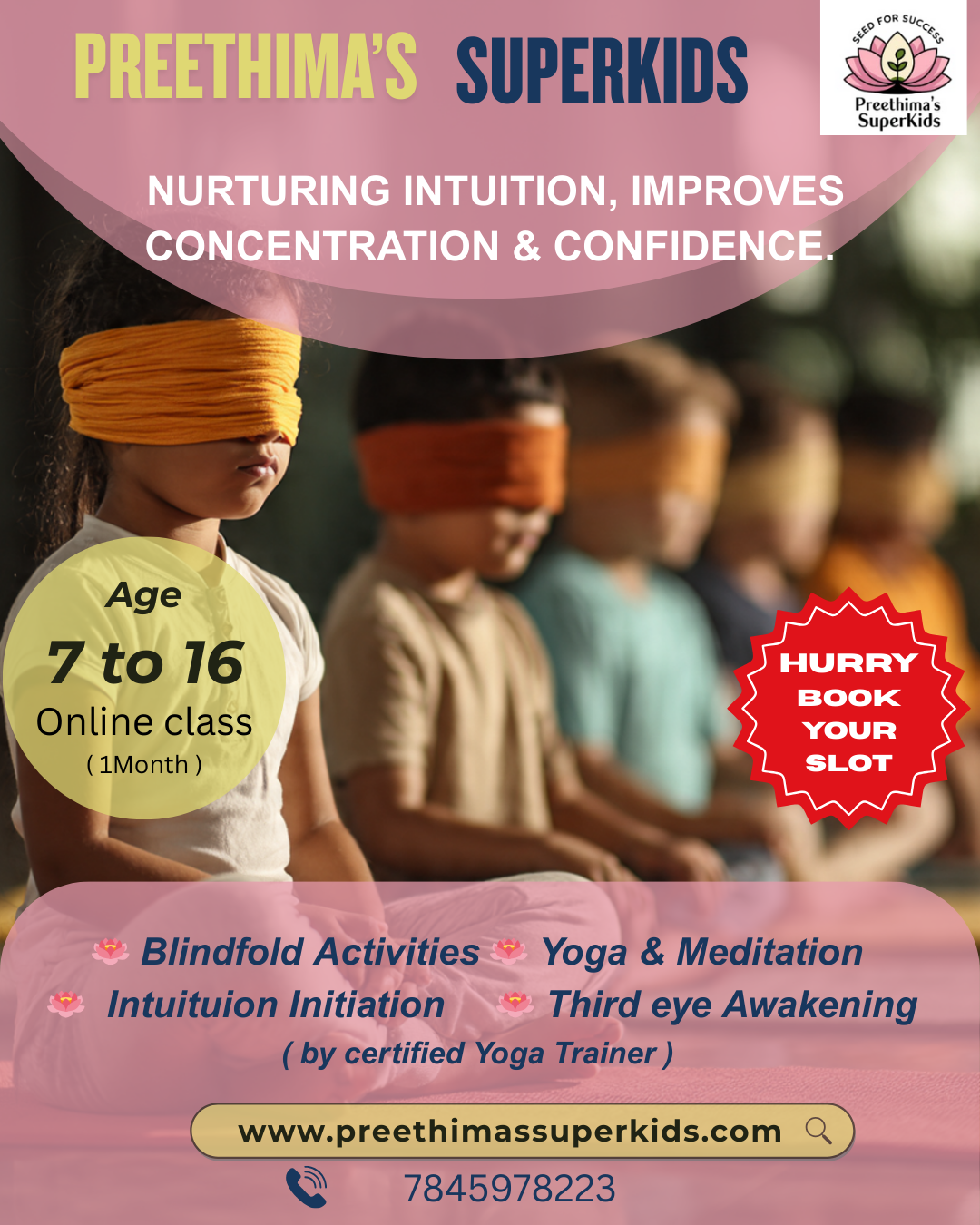 Preethima's SuperKids Facebook ad: SuperKids Program, Boost Focus & Confidence