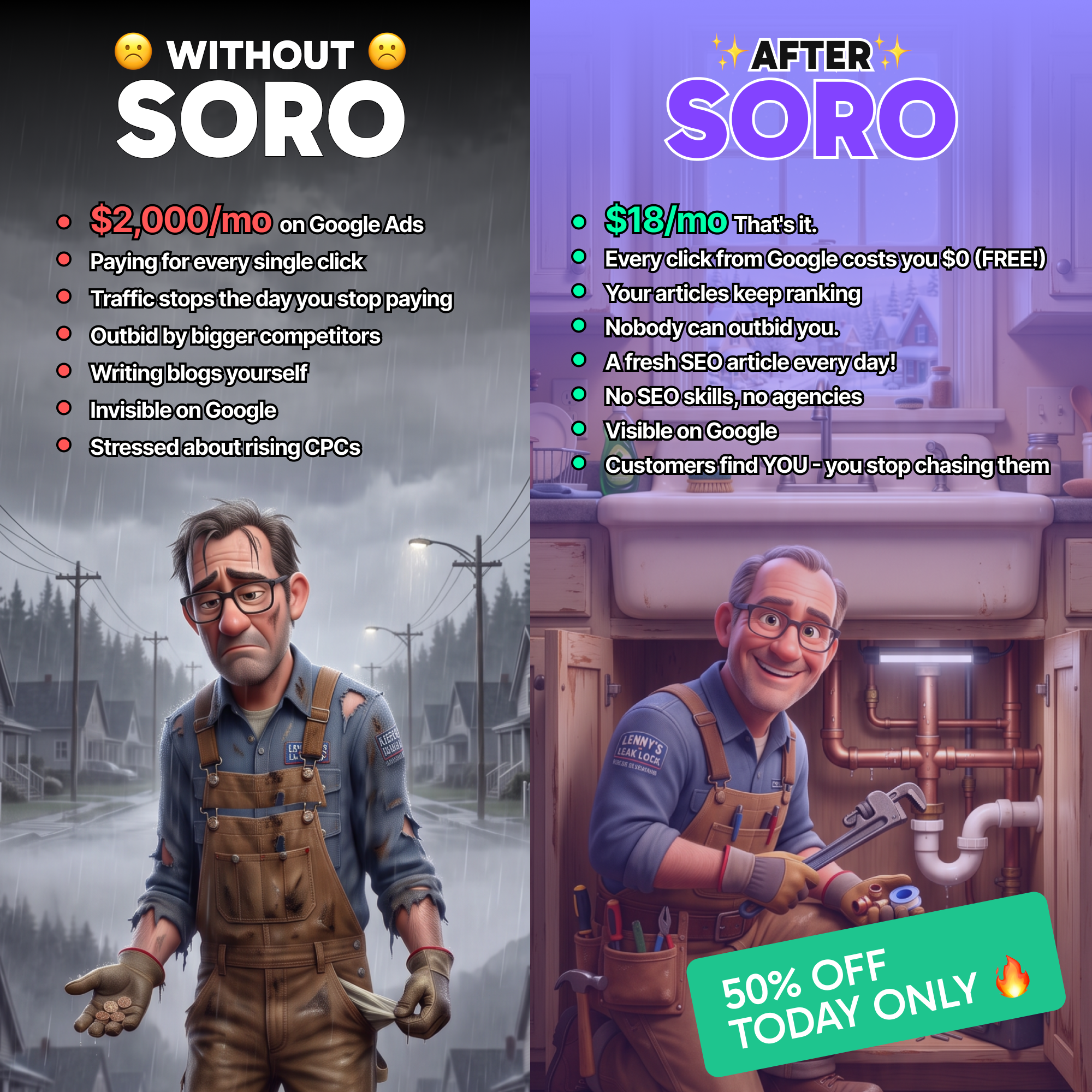 Soro SEO Facebook ad: Rank #1 on Google