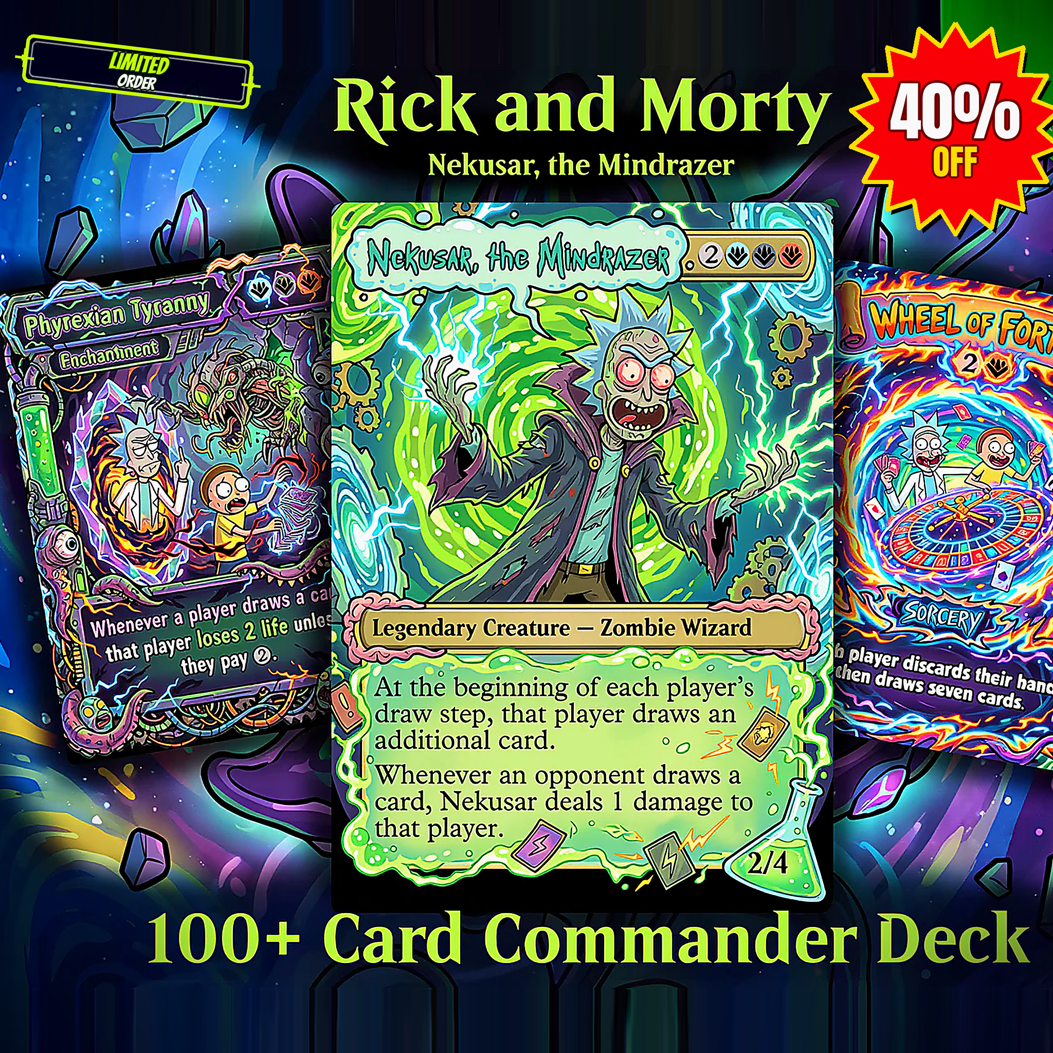 Trading Card Game - MTG Facebook ad: Nekusar Wheel Burn, Buy 3 Get 1 Free