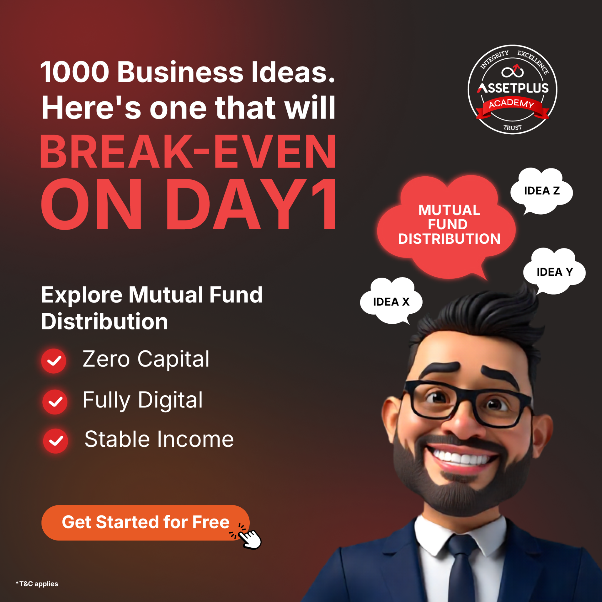 AssetPlus Academy Facebook ad: Become an Mutual Fund Distributor