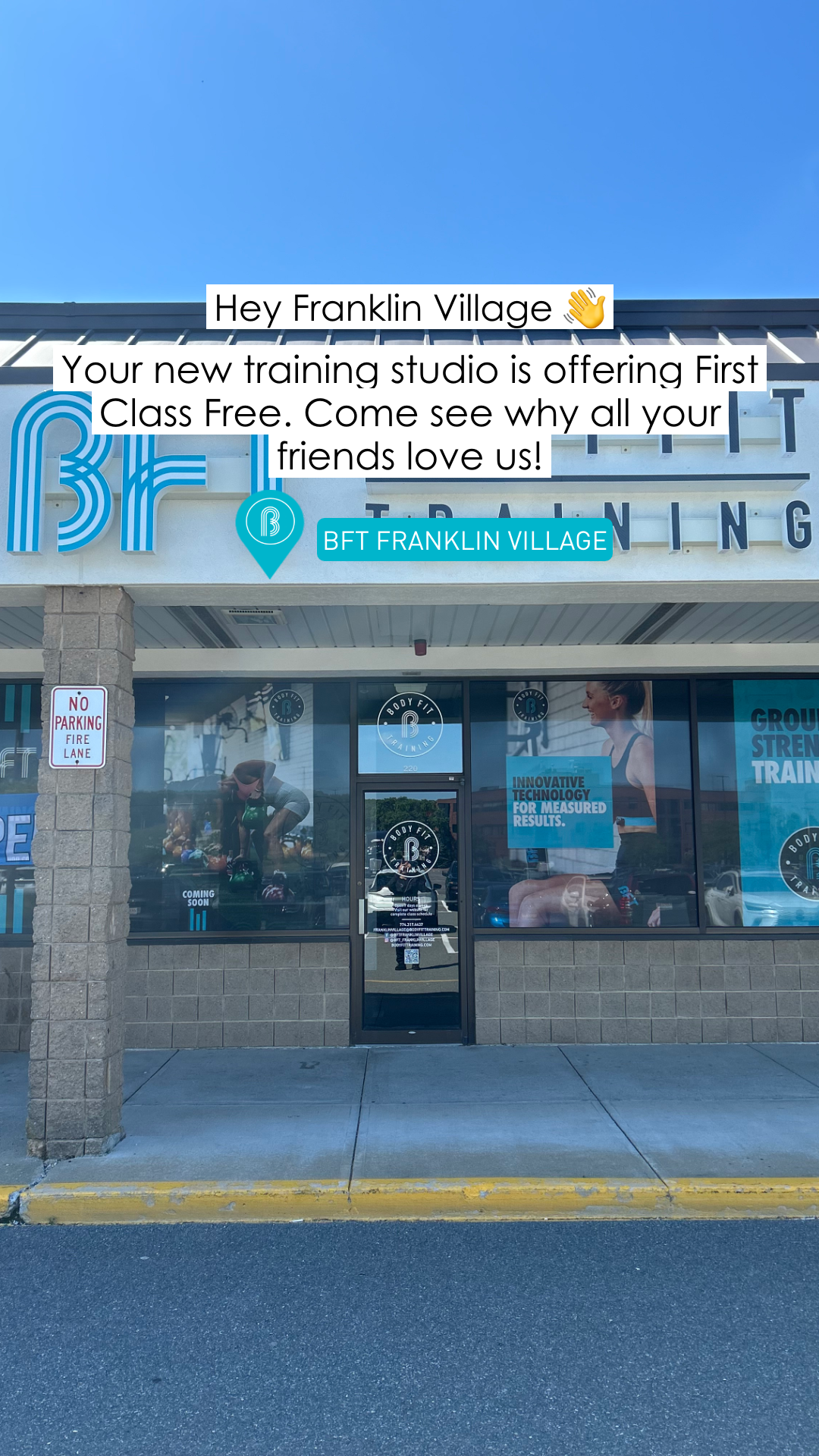 BFT Franklin Village Facebook ad: First Class Free >>