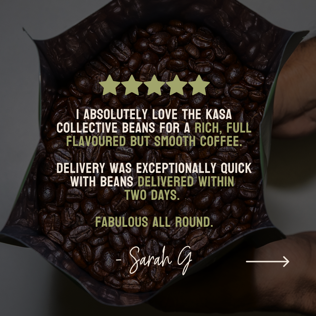 KASA Coffee Facebook ad: Dark Chocolatey Works beautifully with milk No barista…