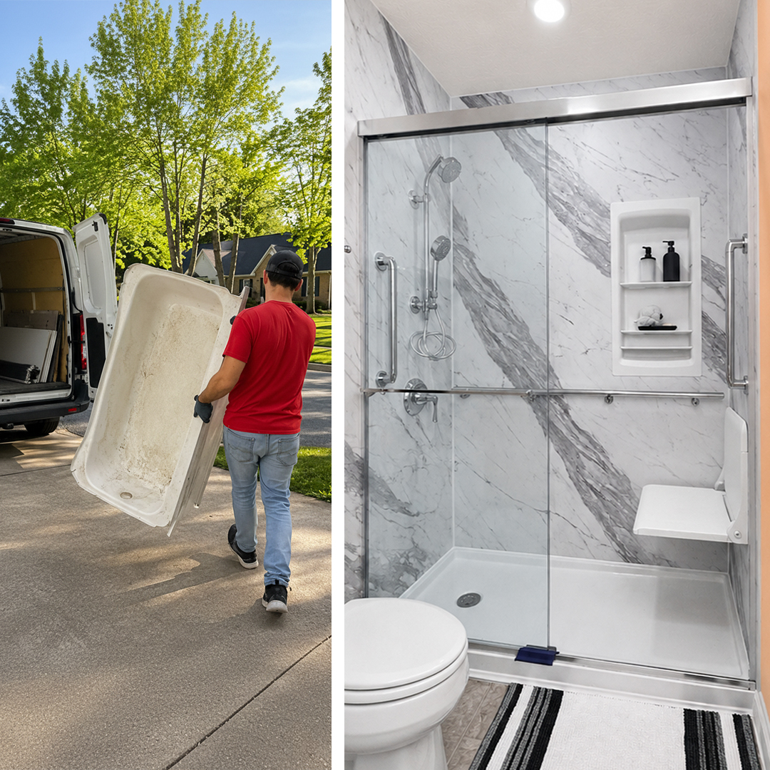 Custom Walk-In Showers Facebook ad