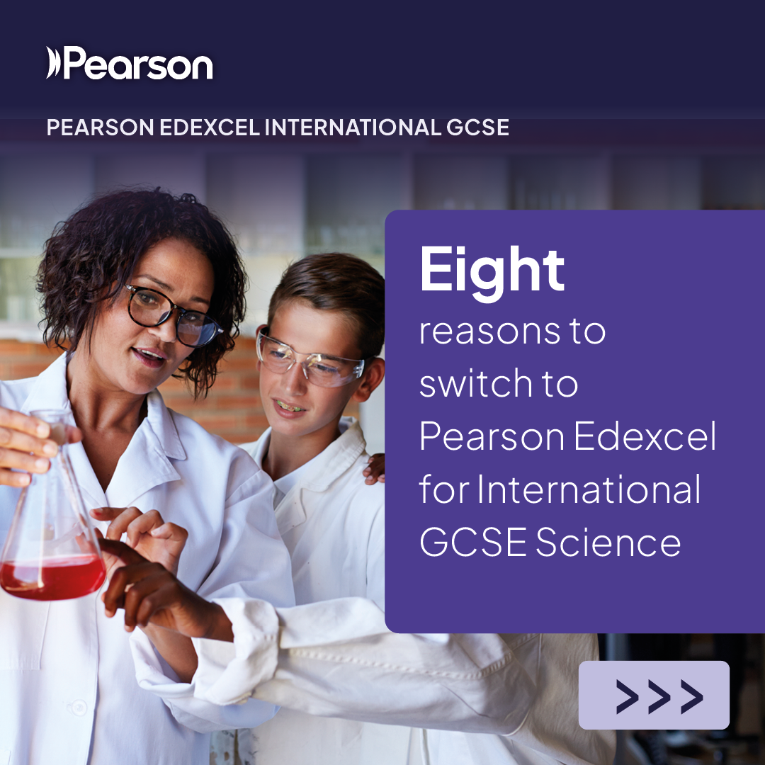 Pearson UK & International Schools Facebook ad: International GCSE Science for every learner!