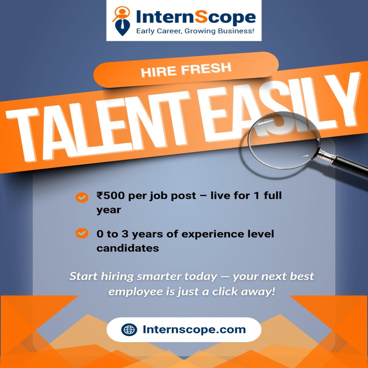 Internscope.com Facebook ad: Hire Job-Ready Freshers Faster