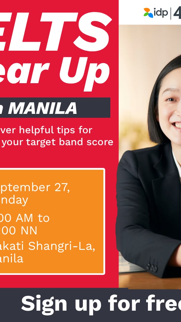 IELTS IDP Education Facebook ad: IDP's Gear Up for IELTS: Free Manila Seminar