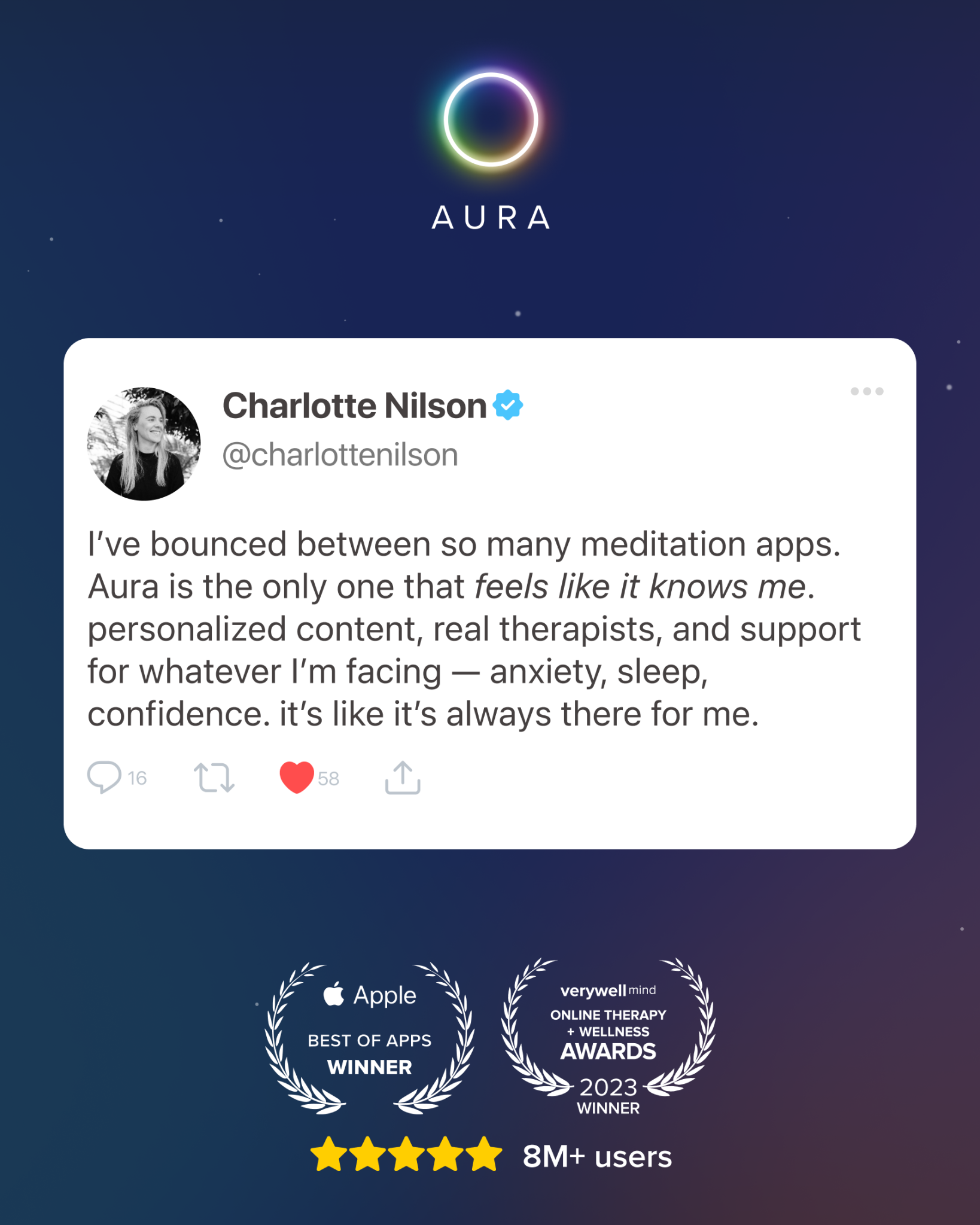 Aura: Find peace every day Facebook ad