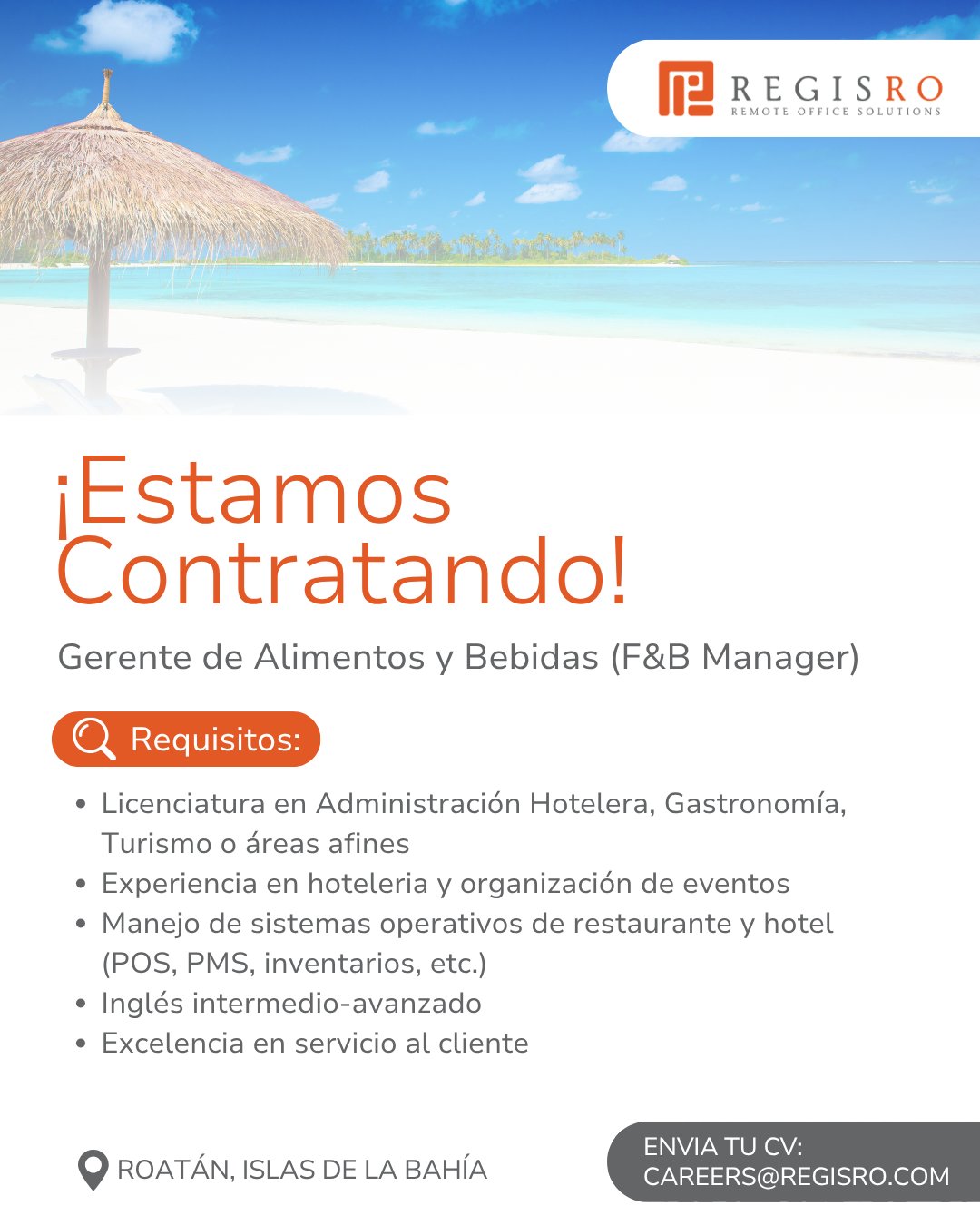Regis RO Facebook ad: Gerente de A&B - Island Life Investment - Career Page