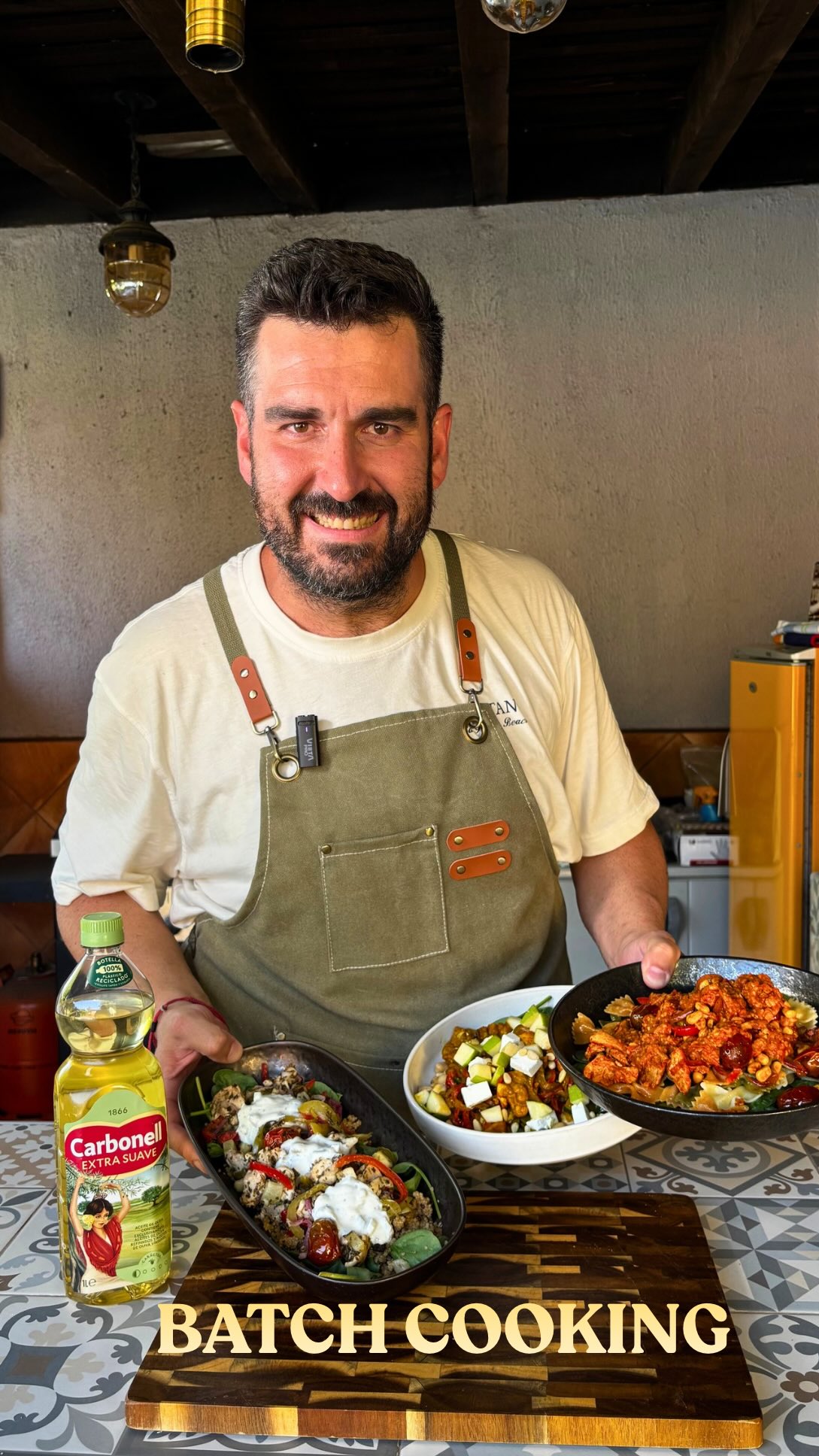 Carbonell Olive Oil Facebook ad: Hoy toca batch cooking con @carbonell_es Extra Suave…