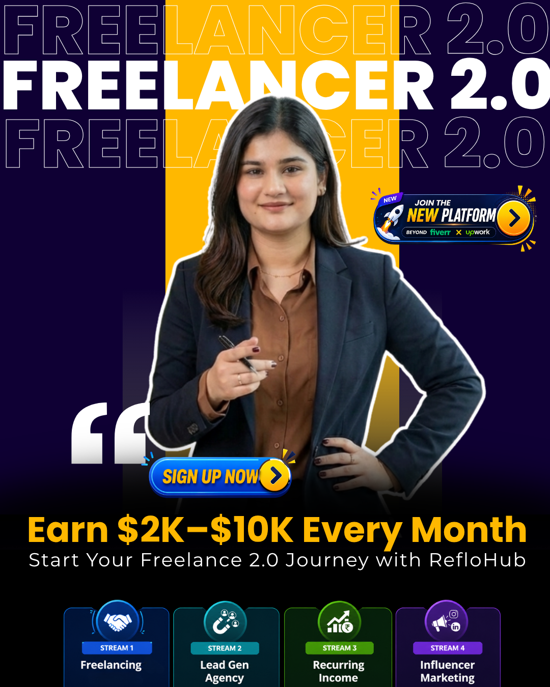 Reflo Hub Facebook ad: Freelancing 2.0 Webinar