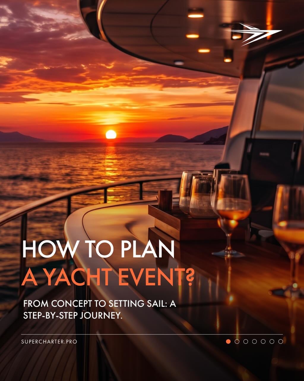Supercharter.pro Facebook ad: Imagine your perfect event on a yacht, but…