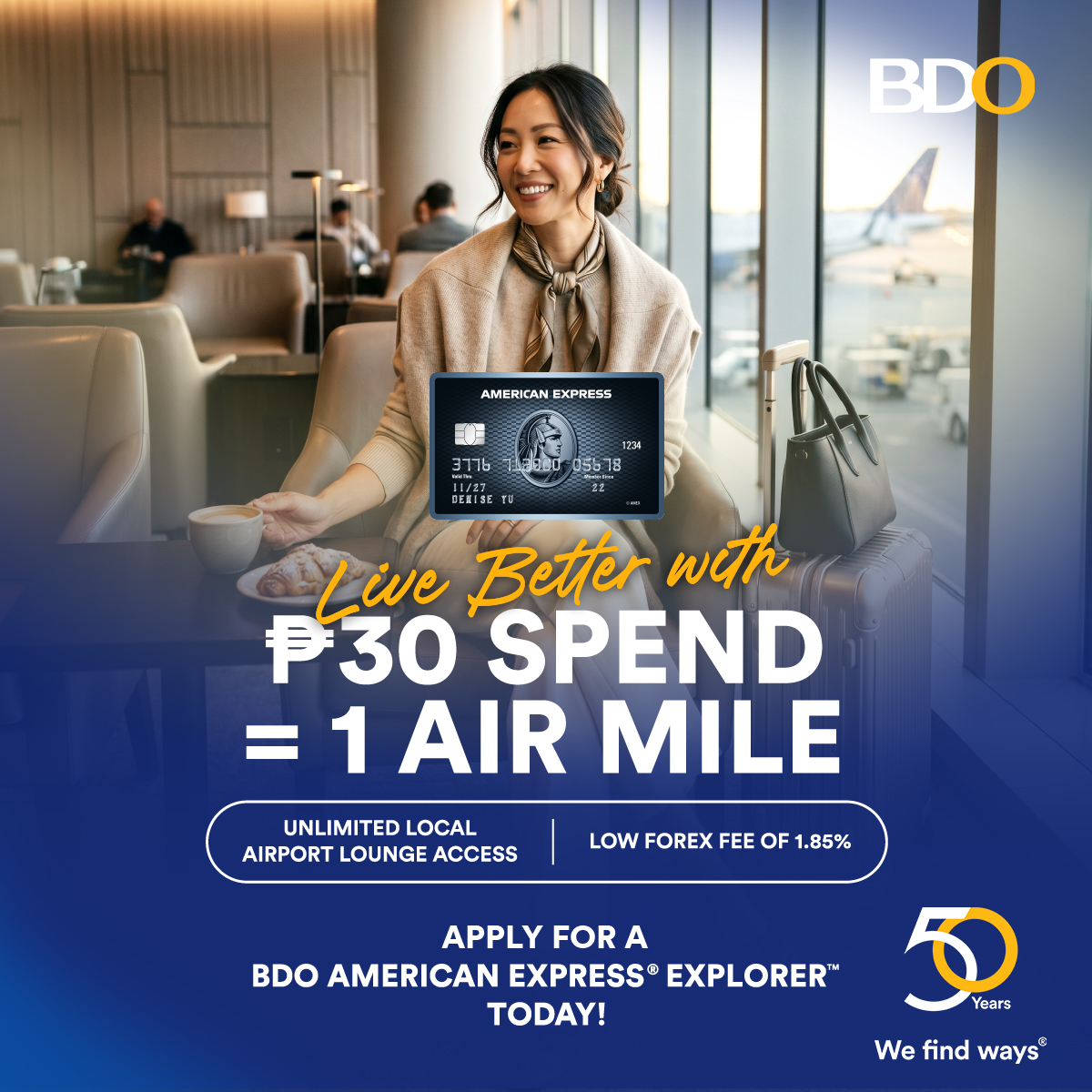 BDO Unibank Facebook ad: ₱30 Spend = 1 Air Mile