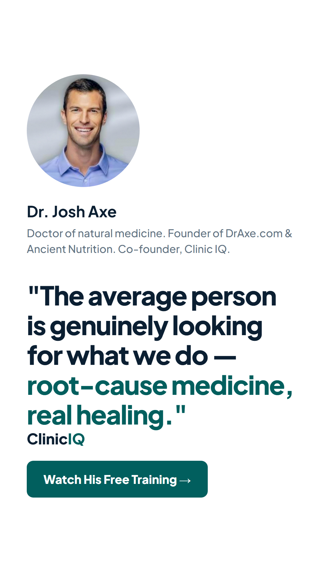 Clinic IQ Facebook ad: FREE AI Masterclass