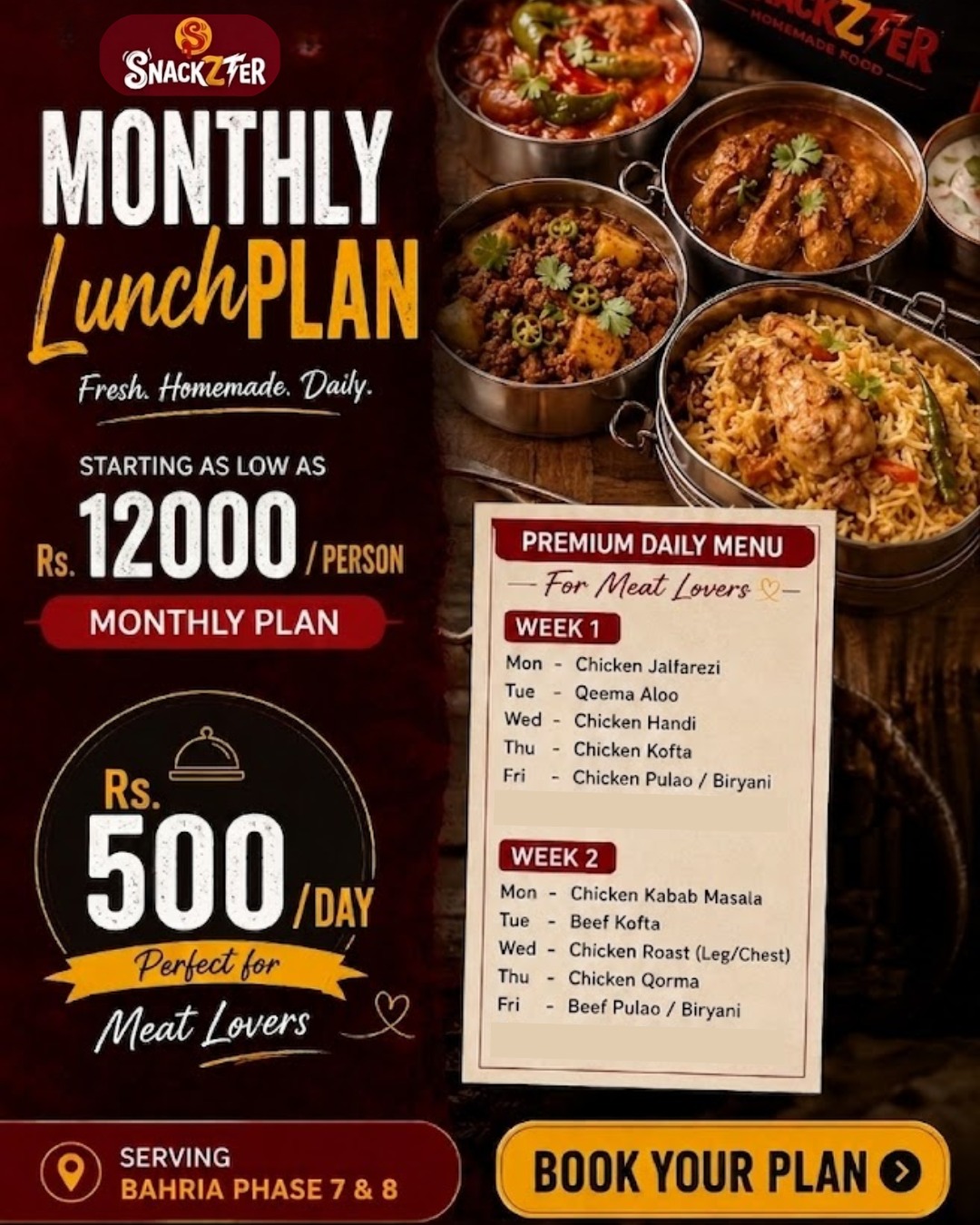 Snackzter Facebook ad: Skip the daily office lunch hassle and enjoy…