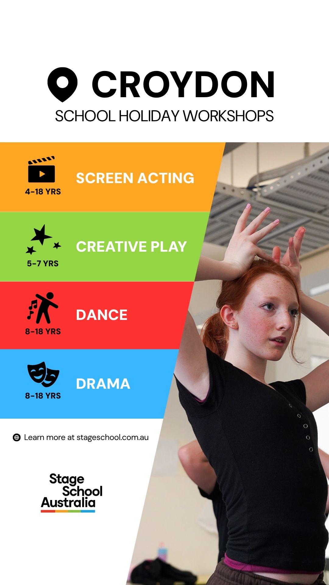 Stage School Australia Facebook ad from May 26, 2026
