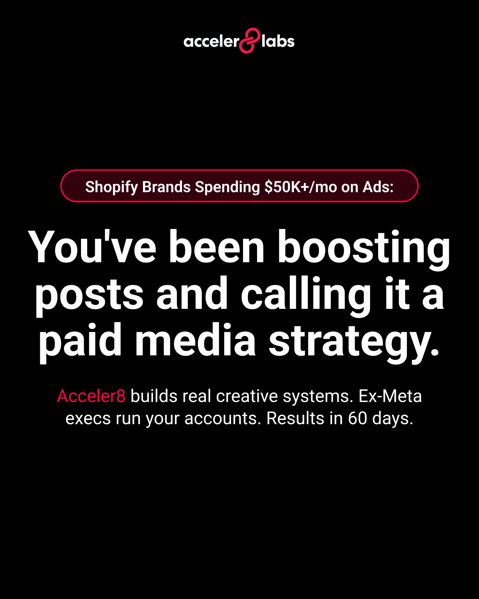 Acceler8 Labs Facebook ad: You hired a senior. A junior runs your ads.