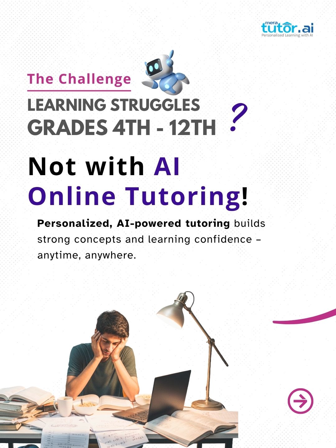 MeraTutor.AI Facebook ad: Only tuitions don’t make self-learners.