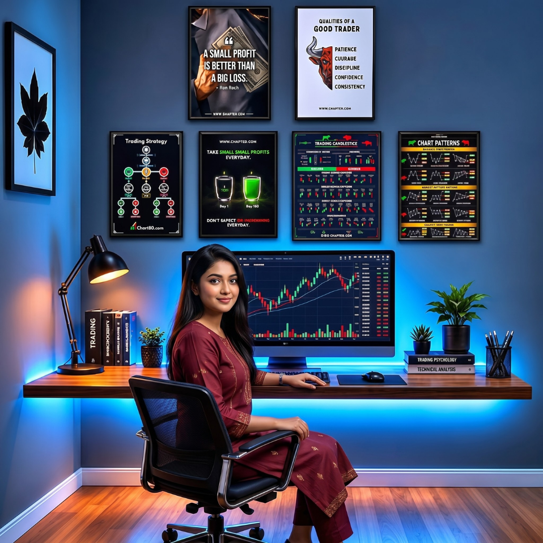 Chart BD Facebook ad: Trading Wall Poster Set + FREE Mobile Stand