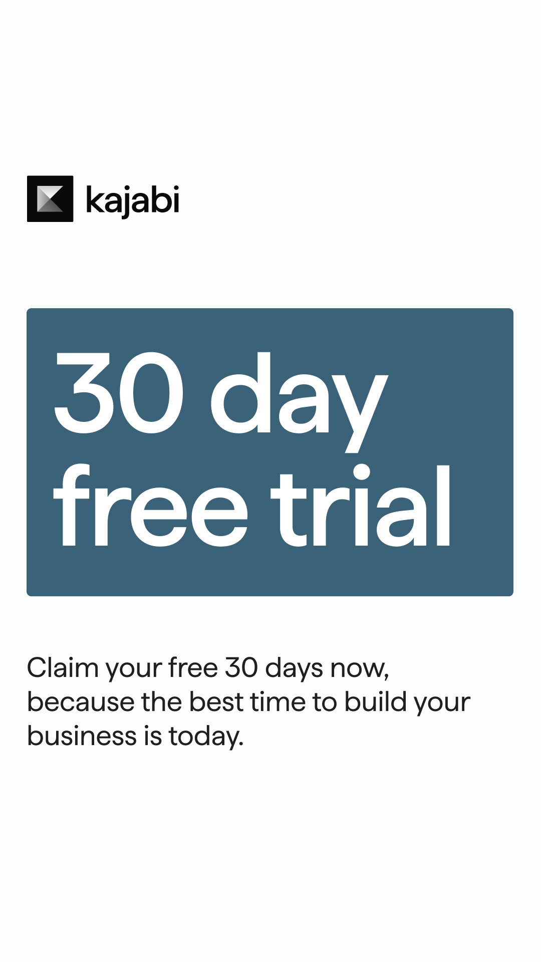 Kajabi Facebook ad: Start Your 30-Day Free Trial Today
