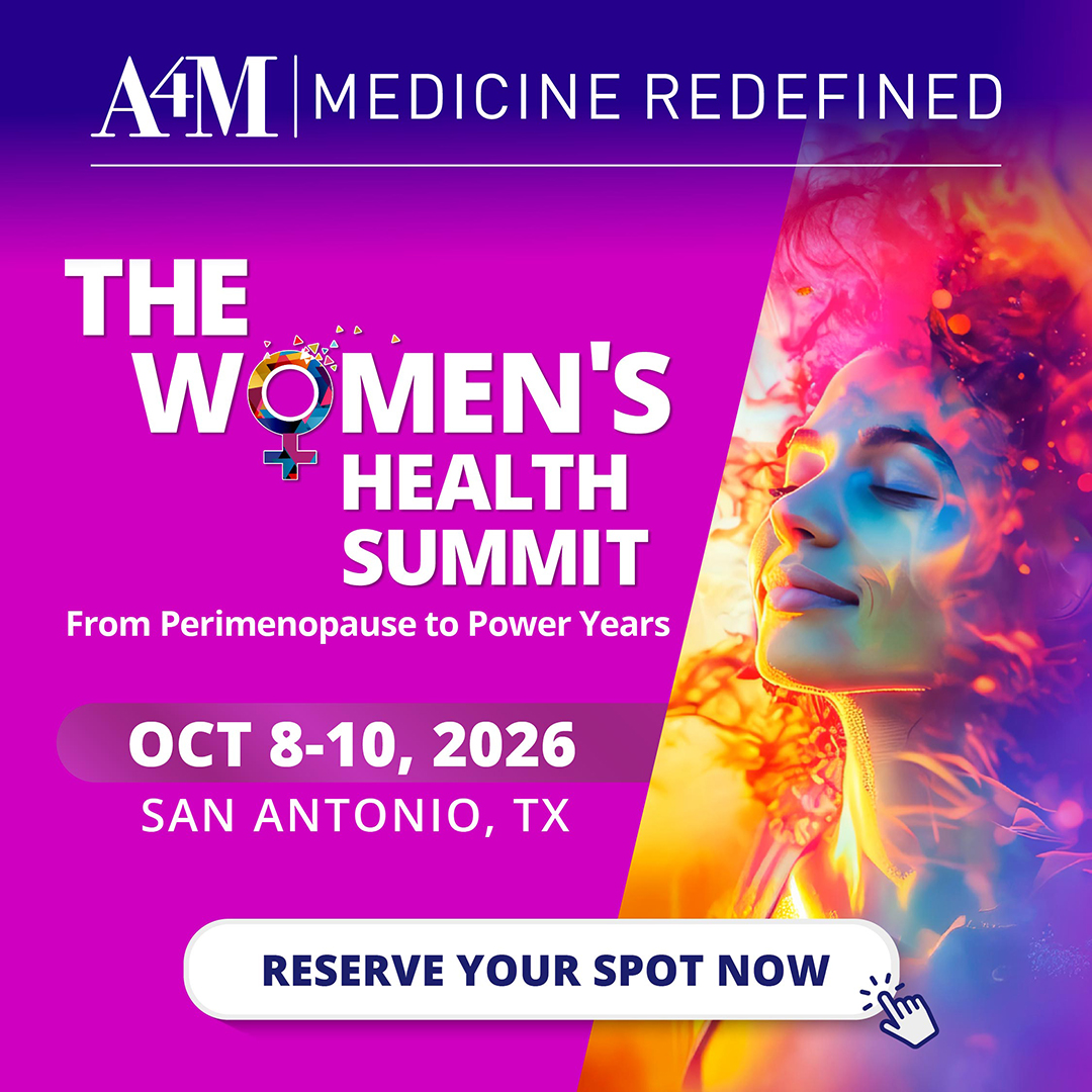 The American Academy of Anti-Aging Medicine (A4M) Conferences and Exhibits Facebook ad from Sep 1, 2026